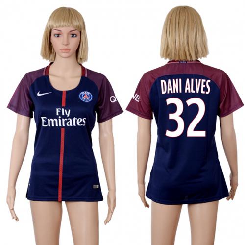 Women's Paris Saint-Germain #32 Dani Alves Home Soccer Club Jersey